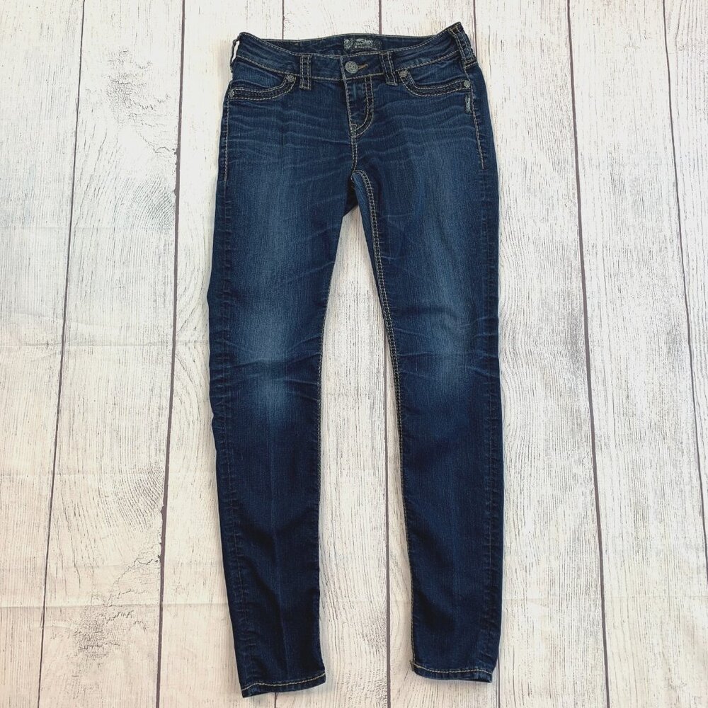 Silver Jeans Suki sz 28 Mid Super Skinny Dark Wash Inseam 30.5"